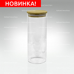 Банка 1 л стеклянная с бамбуковой крышкой оптом и по оптовым ценам в Красноярске