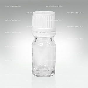 Флакон для капель 0,005 л (18) прозрачное стекло с белой винтовой крышкой КПВ оптом и по оптовым ценам в Красноярске