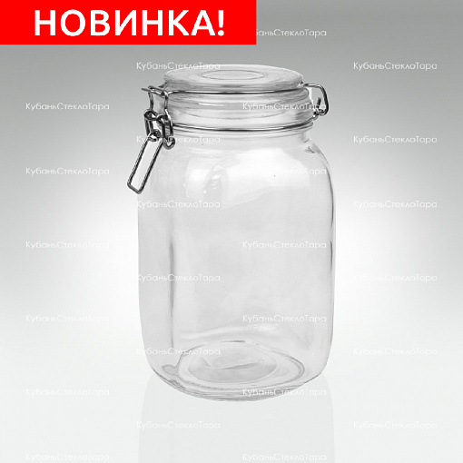 Банка 1,6 л стеклянная квадратная с бугельным замком оптом и по оптовым ценам в Красноярске