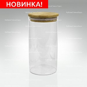 Банка 750 мл стеклянная с бамбуковой крышкой оптом и по оптовым ценам в Красноярске