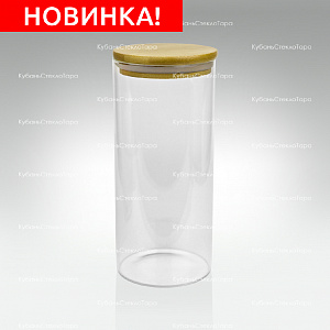 Банка 1,2 л стеклянная с бамбуковой крышкой оптом и по оптовым ценам в Красноярске