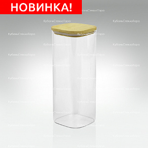 Банка 1,9 л стеклянная квадратная с бамбуковой крышкой оптом и по оптовым ценам в Красноярске